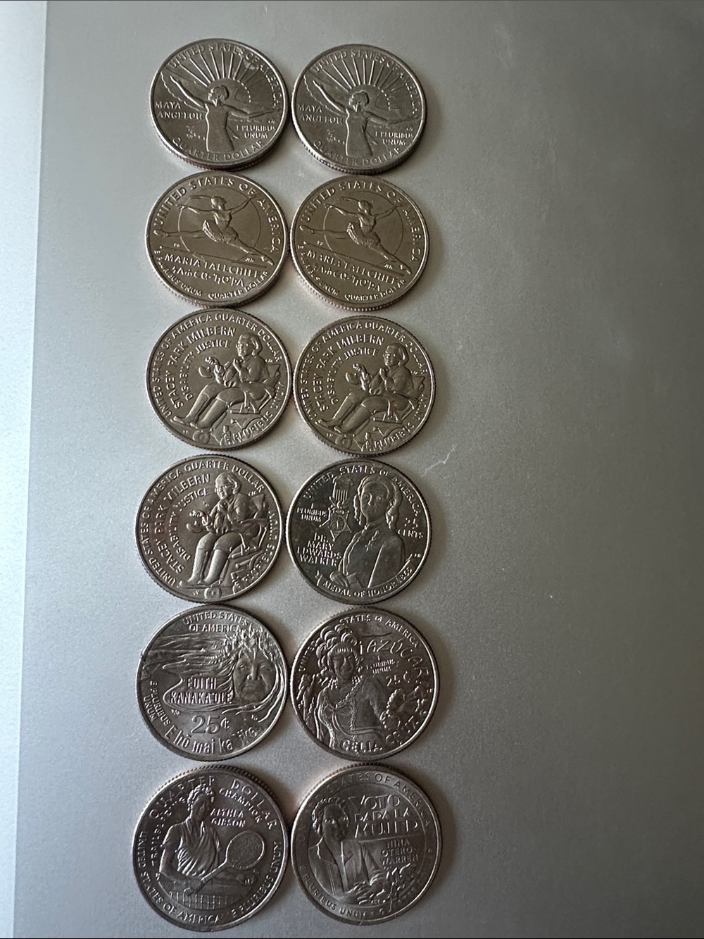 Set of Twelve (12) US Commemorative Quarters - American Women Quarter Series